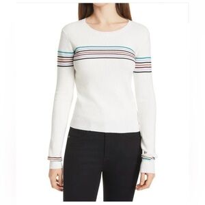 VERONICA BEARD  Poise Stripe Top - Ivory Multi. Size S